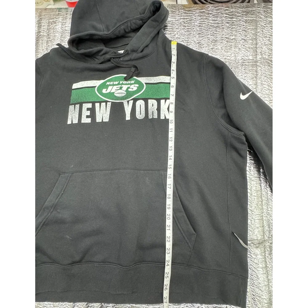 Nike New York Jets NFL Hoodie Mens XXL Black Distressed Graphic Sweatshirt